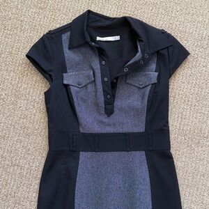 Karen Millen Black and Gray Panel Mini Dress